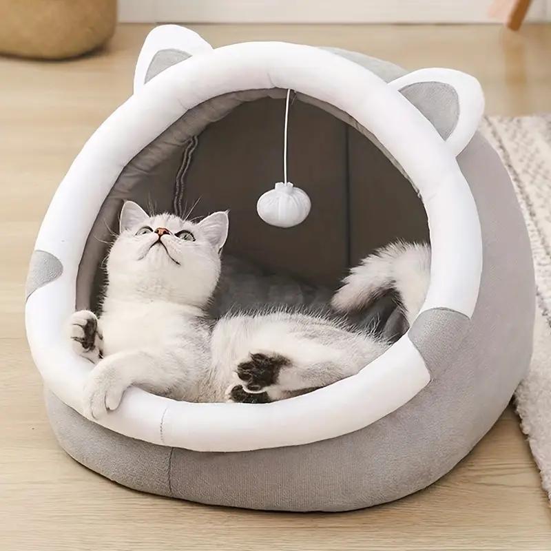 Cozy Cartoon Cat Cave Bed